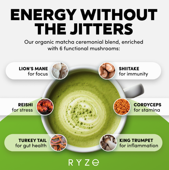 Energy without the jitters — RYZE matcha ad